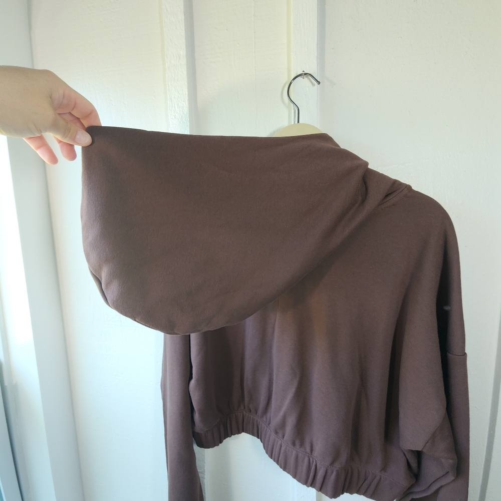 Naked Wardrobe French Terry Cropped Hoodie Chocolate Size 1X - Picture 7 of 10